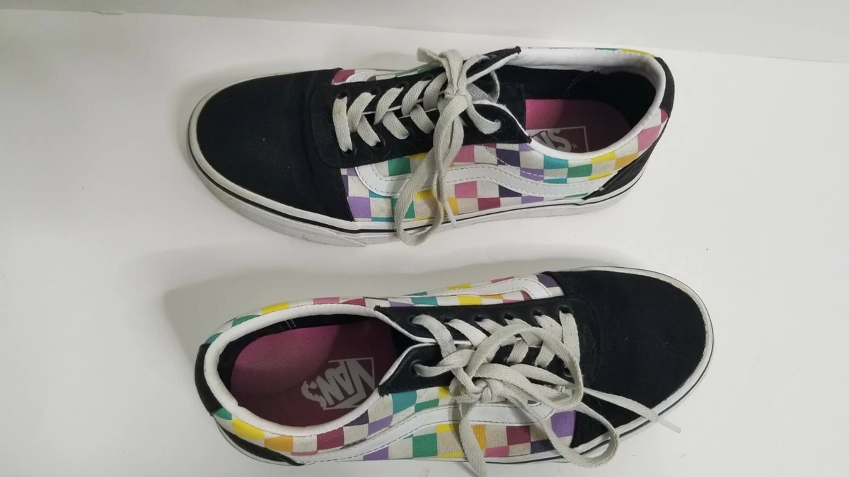 Vans old skool rainbow skate shoe white shop womens pride