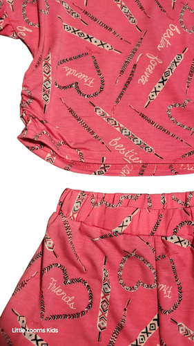 Girls' Pink "Besties Forever" Friendship 2-Piece Summer Set (Sizes 7 to 12/14) - Picture 5 of 9