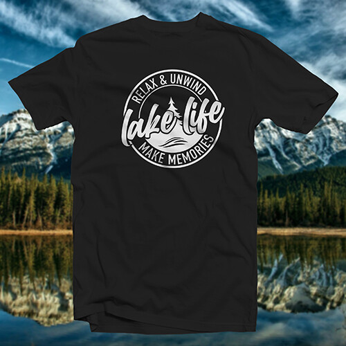 Lake Life #4 COTTON T-SHIRT Outdoors Nature Naturalism Water Worship Boat - Picture 1 of 16
