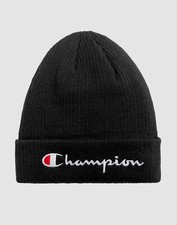 Mens Champion Iconic Logo Black Beanie 