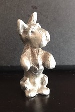 Estatuilla estatua de metal plateado cachorro perro alemán SCHNAUZER de peltre macizo O