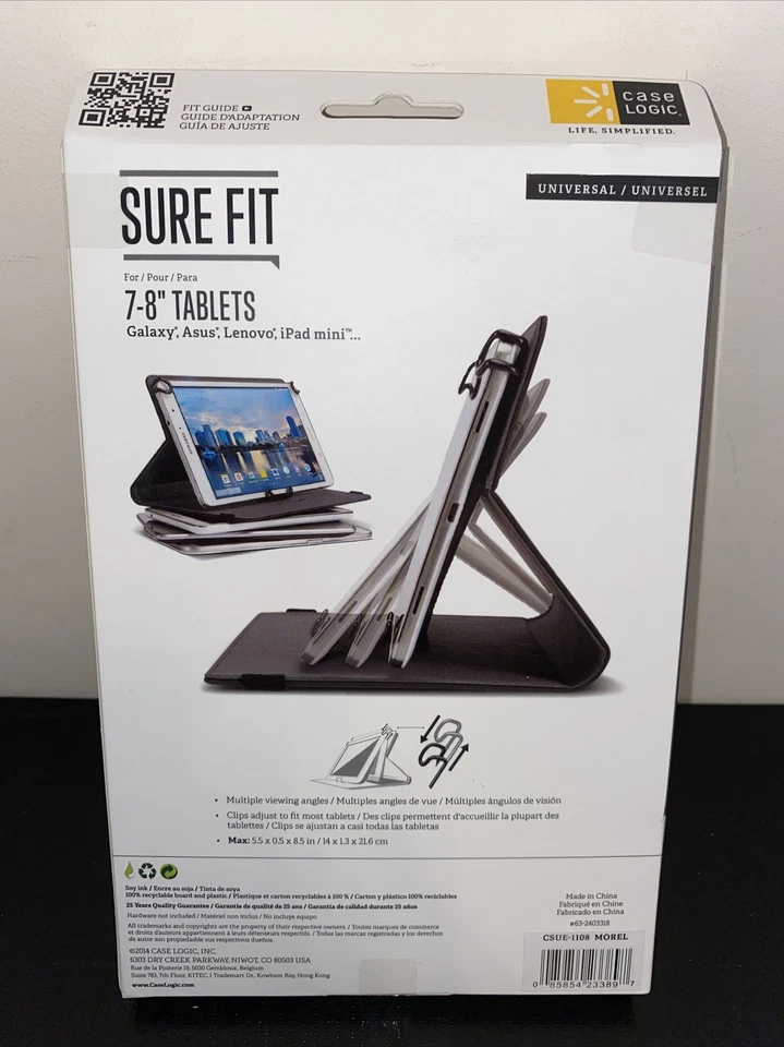 Case Logic SUREFIT UNI FOLIO 7-8"TABLET Grey CBUE1108 - Image 2 of 3
