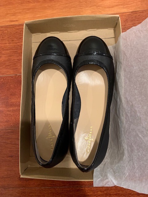 Cole Haan Milly Ballet Wedge black Leather Shoes Size 7.5 B (brand new)