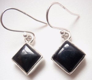 Small Amethyst Squares 925 Sterling Silver Dangle Earrings