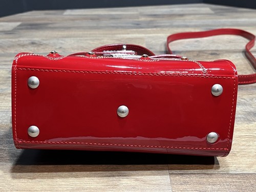 Ghibli Luxus rote Ledertasche mit Strass wunderschön italienisch hergestellte Tasche Geldbörse - Bild 13 von 13