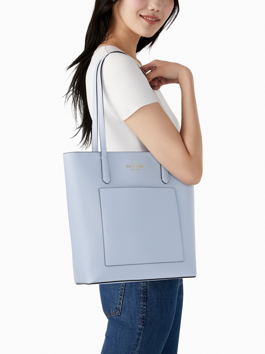 【DE MERIEL】KATE TOTE BAG Kate Spade Daily Large Tote Pale Hydrangea Saffiano Purse