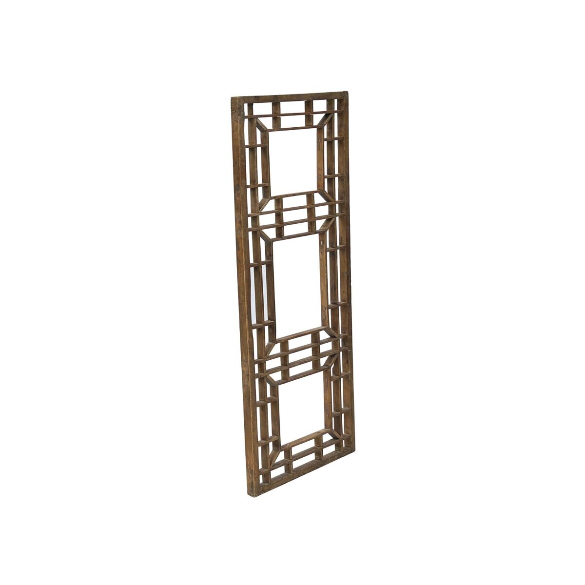 Vintage Restored Oriental Zen Geometric Wood Wall Panel ws3774S Vintage Restored Oriental Zen Geometric Wood Wall Panel ws3774S