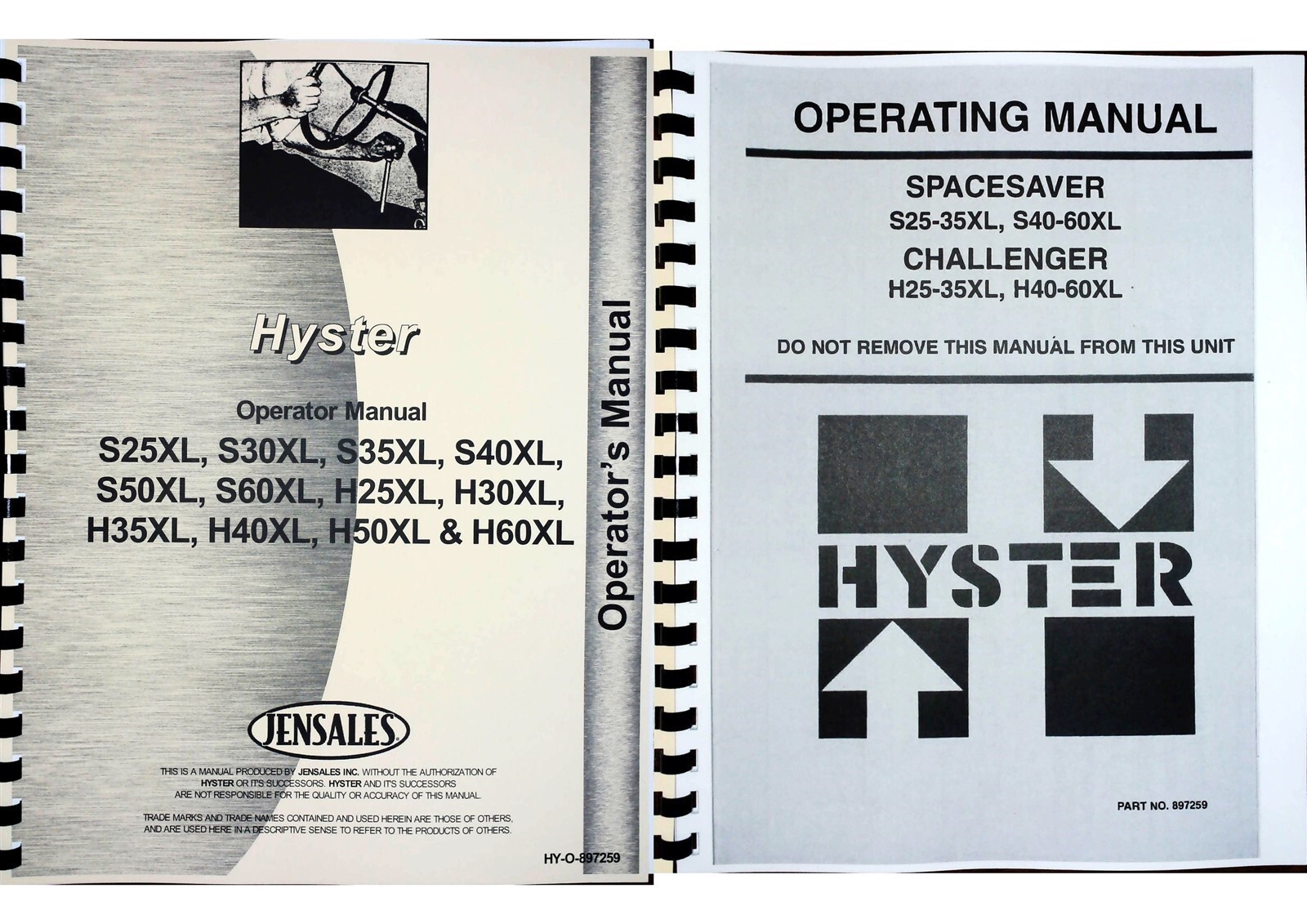 Hyster Forklift Owners Operators Manual H25XL H30XL H35XL H40XL H50XL