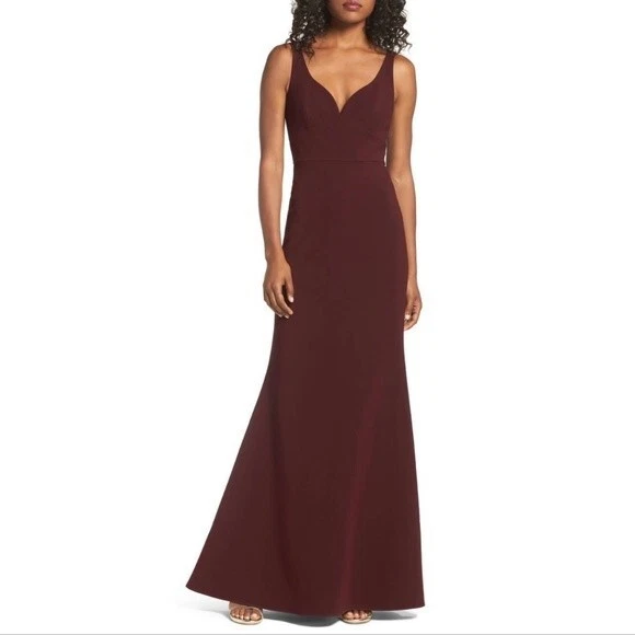 Vestido/vestido Jill Stuart borgoña, escote corazón, talla 0, largo completo Foto 2 de 4