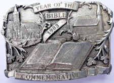 1983 Bergamot Brass Works belt buckle Year of the Bible Commemorative limited ed