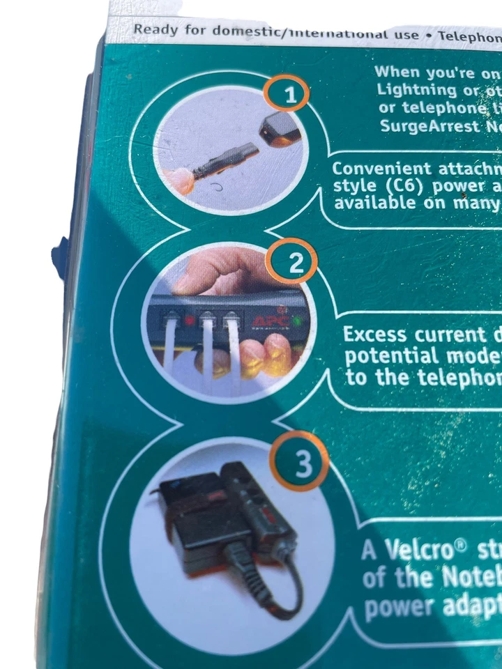 APC SurgeArrest Notebook Surge Protector Notebook Pro3 In-Line 3 Prong Design - Image 4 of 4