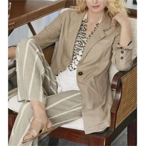 NEW Soft Surrounding Sheridan Linen Blazer Jacket Womens 2X Tailored Slimming - Picture 2 of 12