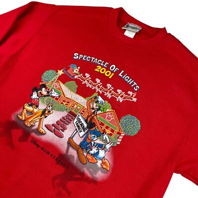 VTG Disney MGM Studios 2001 Osborne Spectacle Of Lights Sweatshirt Red   Small
