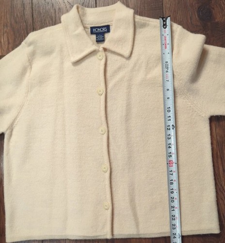 Honors Vintage Women's 100% Wool Button Down Cream / Ivory Sweater Size Large - Picture 12 of 16