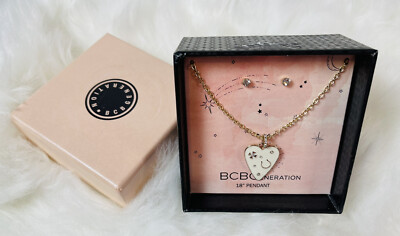 BCBGeneration Heart Pendant Necklace And Earring Boxed Set