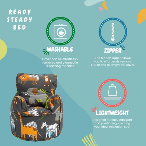 Kids Bean Bag Chair Children Gaming Beanbag Armchair Play room Toddler Pouffes - Picture 33 of 37