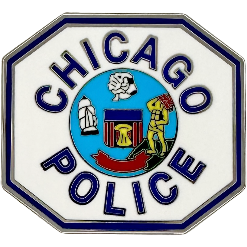 CHICAGO POLICE SHOULDER PATCH LAPEL PIN: Police Officer, Size 1.25