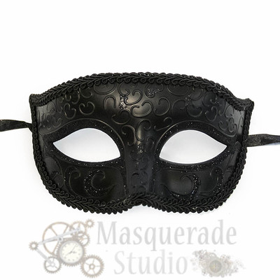 Men's Black Venetian Masquerade Mask - Simplistic & Mysterious For Prom, Party, Formal