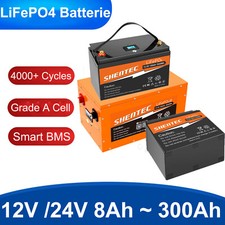 12V 8Ah 50Ah 200Ah 300Ah Lithium LiFePO4 Battery BMS RV Boat Solar Power Battery