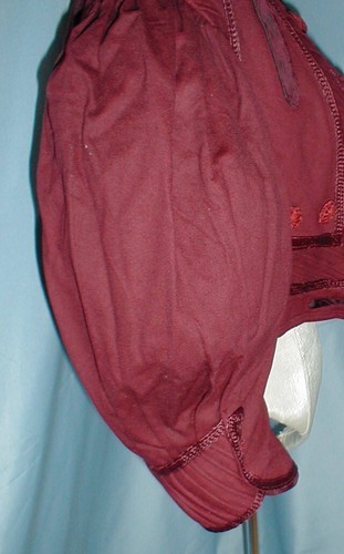 Antique Dress Jacket Burgundy Wool Victorian 189o's Velvet Trim Balloon Sleeves - Picture 3 of 7
