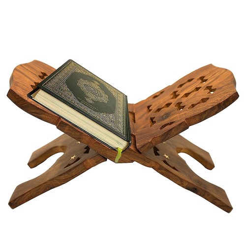 Soporte para libros de madera Sheesham soporte de exhibición plegable religioso Rehal tamaño 12 pulgadas - Imagen 7 de 8