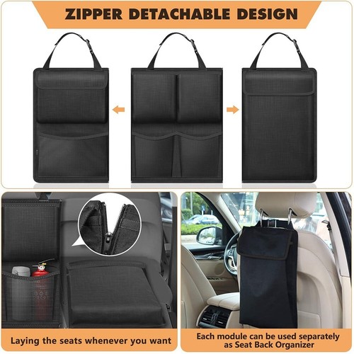 Detachable Seat Back Hanging Organisers Storage Bag with Zippers Large Capacity - Picture 13 of 13