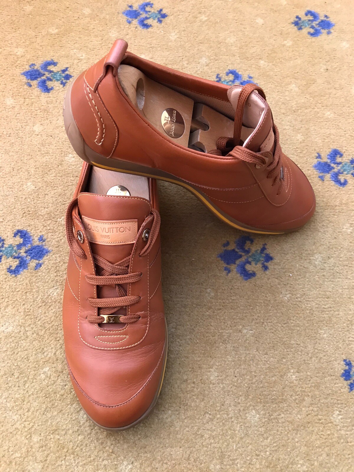 Louis Vuitton Trainers Sneaker Shoes Tan Brown Leather Mens UK 9 US 10 EU 43 thumbnail 5