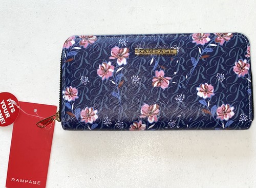 Rampage Wallet Blue Floral Black Rose NEW Lot of 2 Zip Up Clutch Flower Floral - Picture 3 of 12