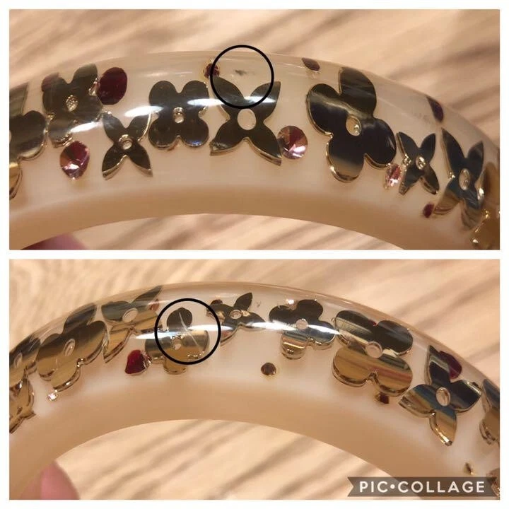 Auténtico Brazalete Louis Vuitton Inclusión Beige Transparente Monograma Flor con Caja Foto 4 de 4