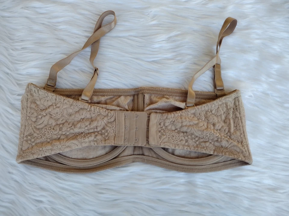 Wacoal Halo Lace Strapless  Bra 36DD Beige Underwire 65449  - Image 2 of 4