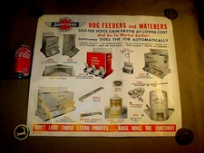 VTG 1952 JAMESWAY LIVESTOCK EQUIPMENT HOG FEEDERS PAPER POSTER SIGN 24'' X 21''