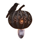 Black Crow Pumpkin Night Light Wall Plug In Fall Halloween