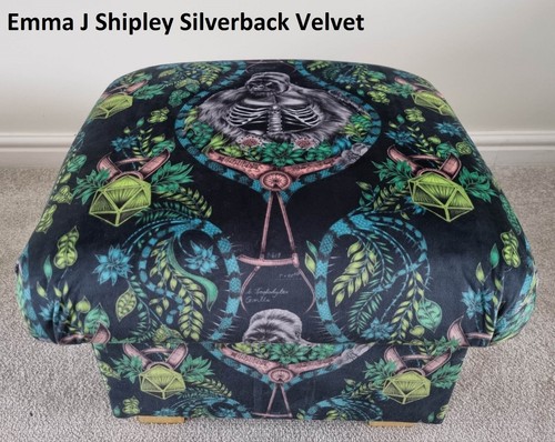 Emma J Shipley Orla Kiely Fabric Storage Footstool Pouffe Footstall Extinct Blue - Picture 146 of 148