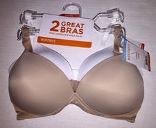 Two WARNERS Wire Free Bras Light Natural Lift T-Shirt White Nude 4003 NWT 60