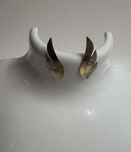 Tri-Color Leaf Statement Earrings - Picture 2 of 5