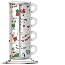BIALETTI Cappuccinotassen stapelbar - 4er Set mit Gestell