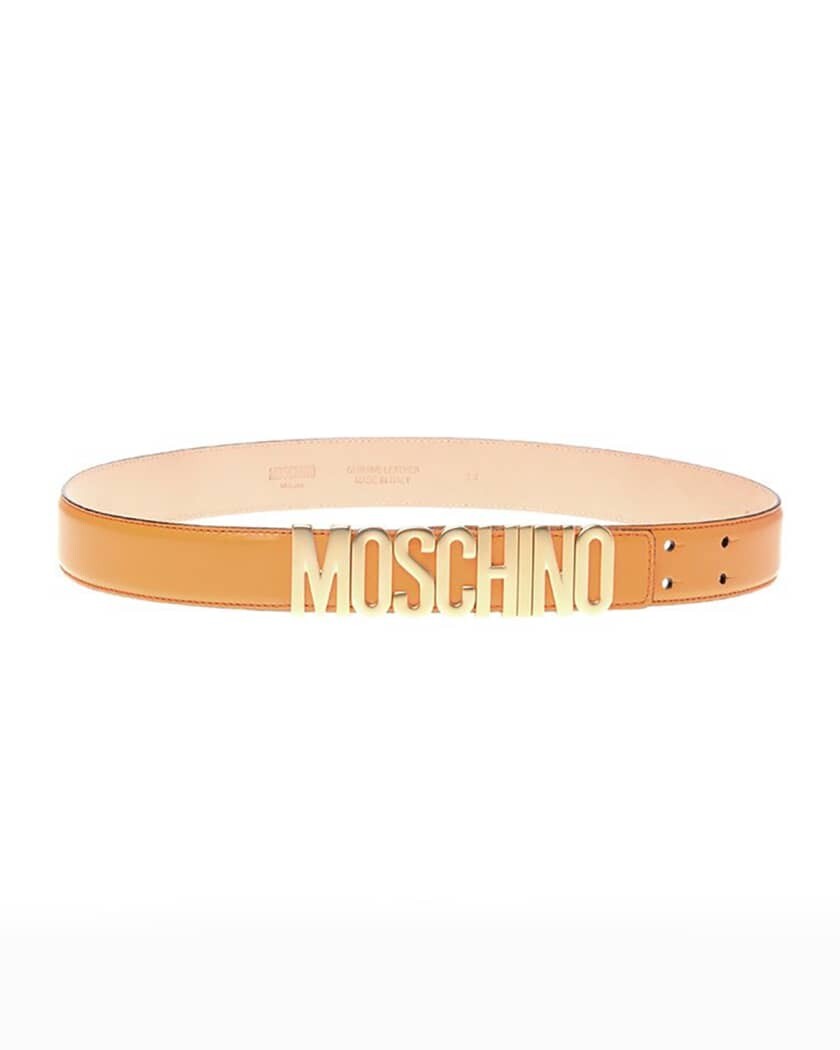 Moschino Womens 38 US XSmall MUSTARD YELLOW Lettering Logo Belt