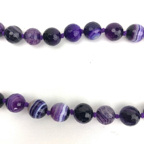 Vtg AIL Purple Semiprecious Stone Faceted Graduated Hand Knotted Necklace 26” - Picture 6 of 17