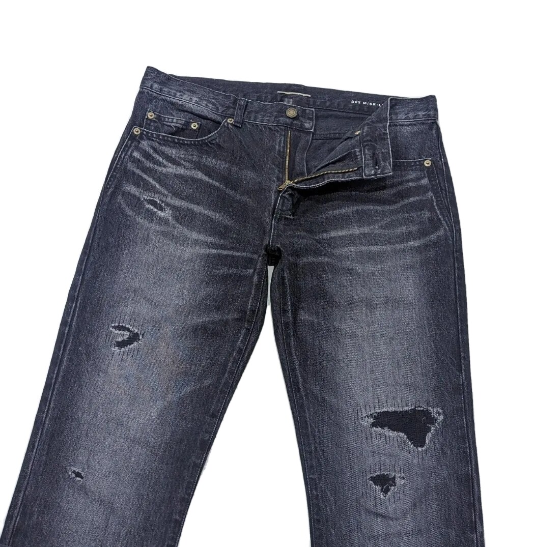 Jeans uomo Saint Laurent 2017 skinny fit invecchiati antracite nuovi senza etichette W34 L34 prezzo al pubblico £470