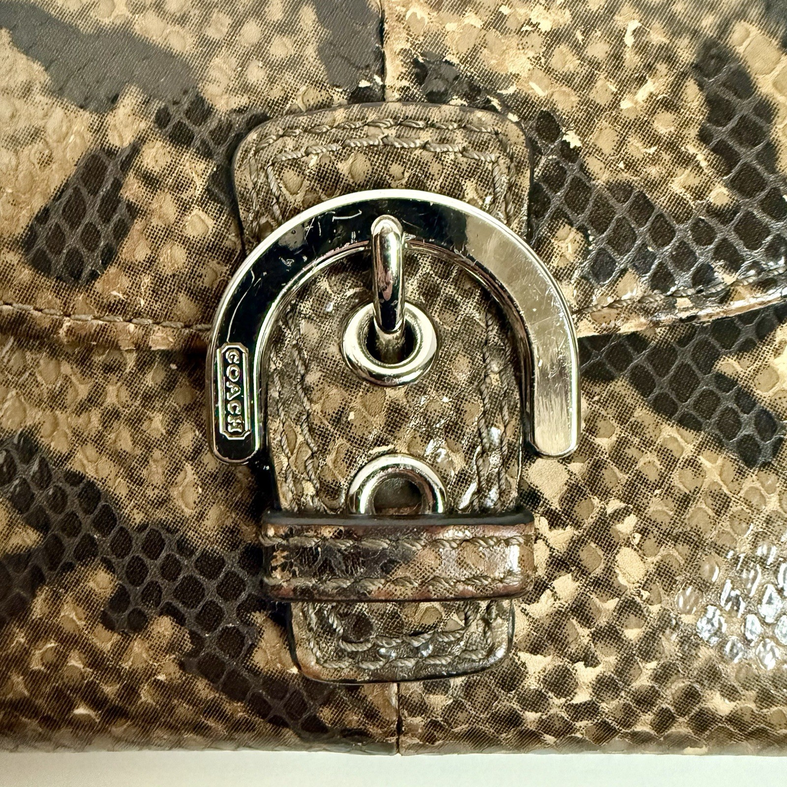 Coach Soho Python Embossed Snakeskin Leather Wall… - image 8