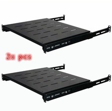 2 Pack 1U Sliding Rack Shelf 19" 4 Post Adjustable 15-24" Deep