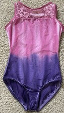 Pink Purple Girls Unique Dip dyed Watercolor Dance/gymnastics Leotard 14/16