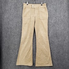 Forever 21 Pants Womens M Medium Beige Mid Rise Flare Stretch Corduroy Utility