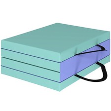 SPORTNOW Tappeto Palestra Pieghevole e Imbottito con 2 Maniglie Verde e Viola