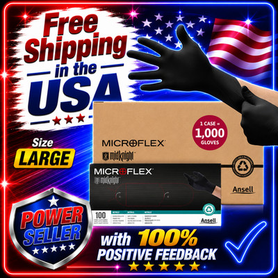 Microflex MIDKNIGHT Nitrile Gloves Powder Free MK296L CASE ( 10 BOXES) LARGE