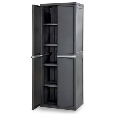 Sterilite Storage Cabinet, Garage, Pantry, & Kitchen Organizer, 4 Shelves, Gray
