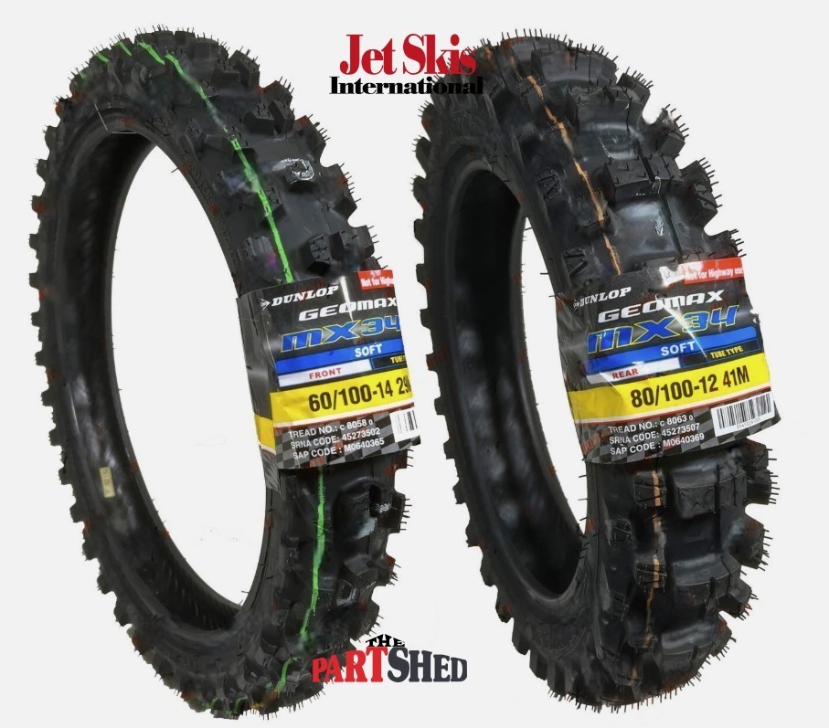 Suzuki DS80 JR80 RM65 Front & Rear Tire Set Dunlop MX34 60/100-14