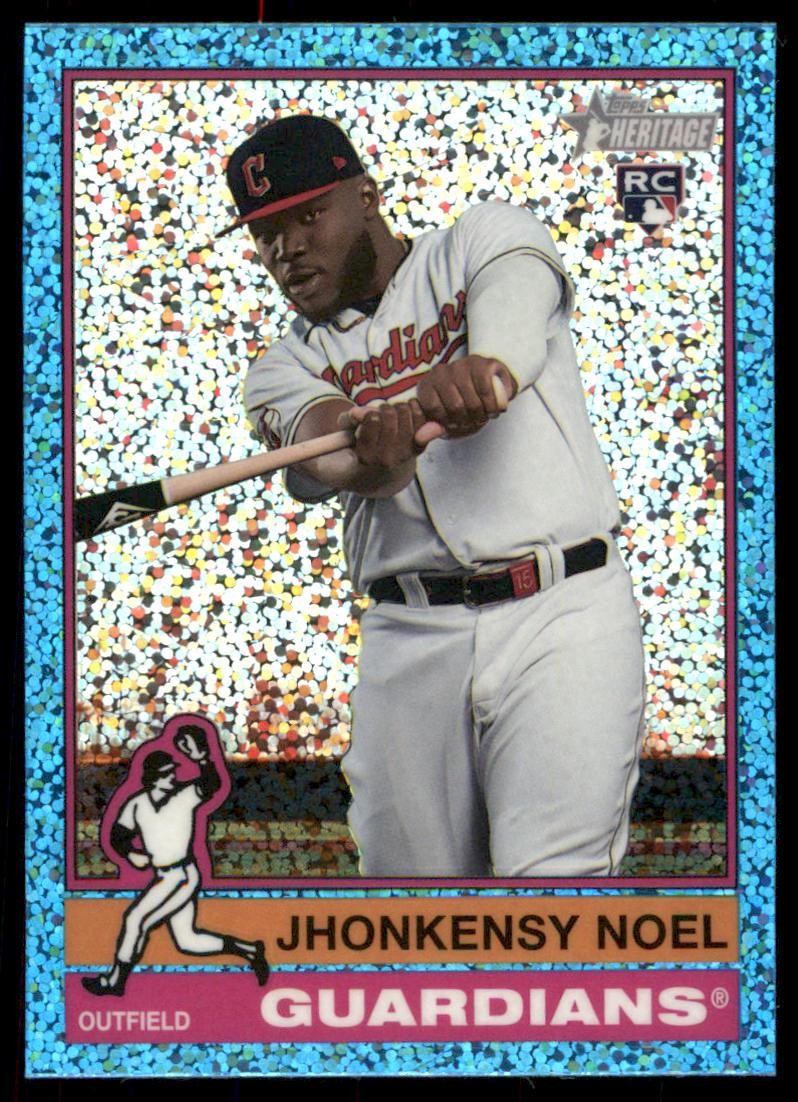 2025 Topps Heritage #79 Jhonkensy Noel Chrome Light Blue Sparkle Refractor
