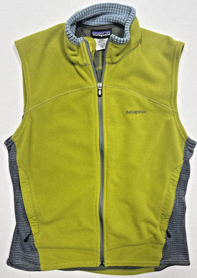 Patagonia Polartec Men's M Zip Fleece Vest Green Waffle Neck Retro Y2K