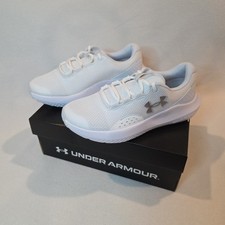 NIB Under Armour Women's Charged Surge 4 Sneaker Shoes White Gray Size 10